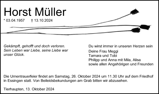 Traueranzeige von Horst Müller von Gmünder Tagespost