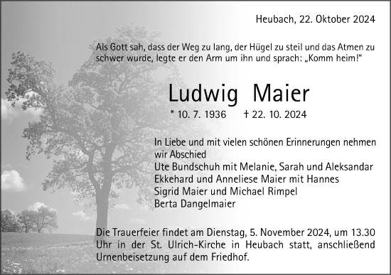Traueranzeige von Ludwig Maier von Gmünder Tagespost