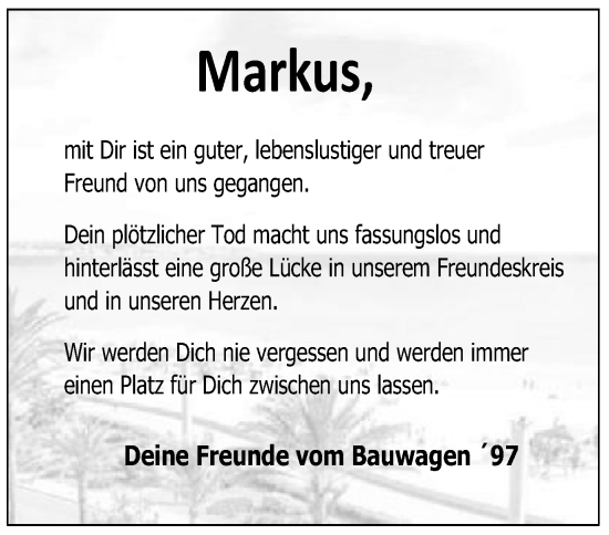 Traueranzeige von Markus Sprösser von Schwäbische Post