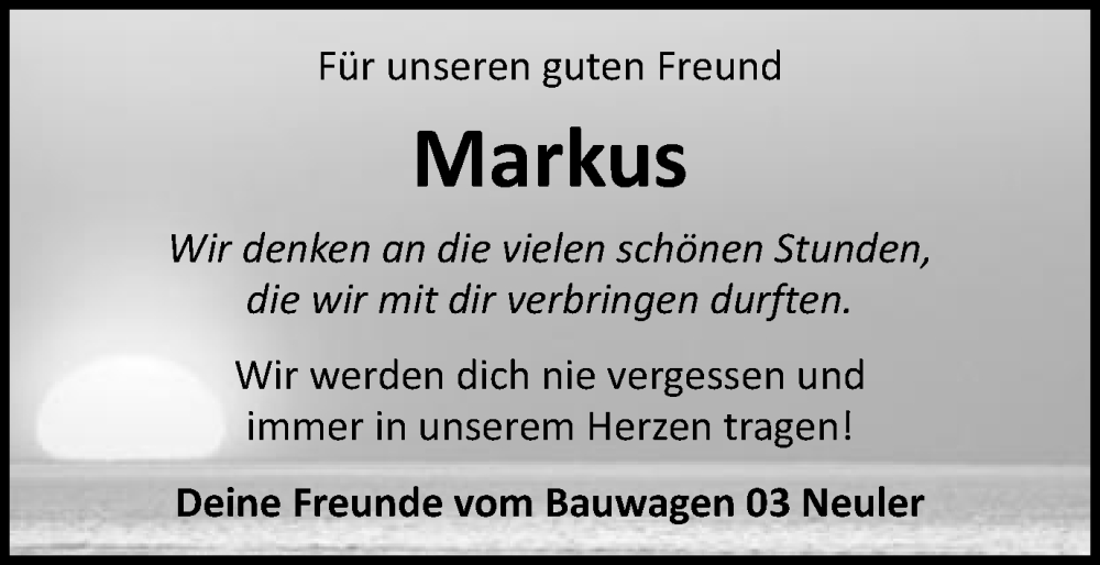  Traueranzeige für Markus Sprösser vom 09.10.2024 aus Schwäbische Post