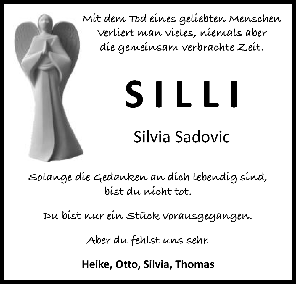  Traueranzeige für Silvia Sadovic vom 05.10.2024 aus Gmünder Tagespost