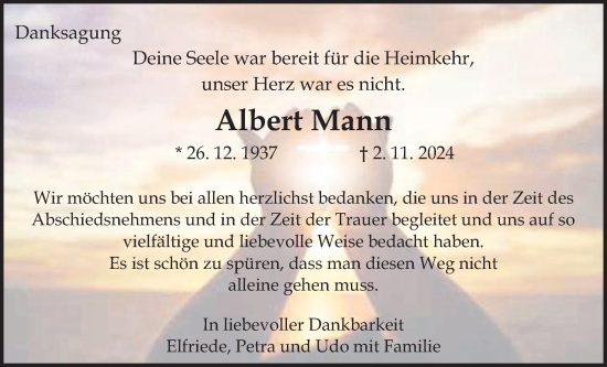 Traueranzeige von Albert Mann von Gmünder Tagespost