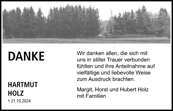 Traueranzeige von Hartmut Holz von Schwäbische Post