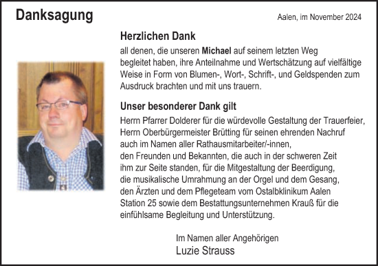 Traueranzeige von Michael Strauss von Schwäbische Post