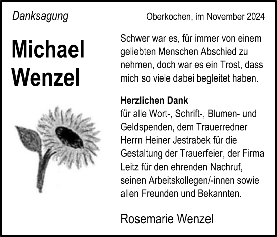 Traueranzeige von Michael Wenzel von Schwäbische Post