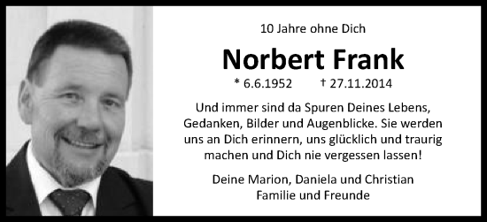 Traueranzeige von Norbert Frank von Schwäbische Post