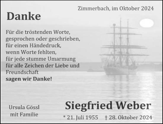 Traueranzeige von Siegfried Weber von Gmünder Tagespost