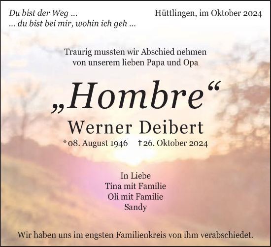 Traueranzeige von Werner Deibert von Schwäbische Post