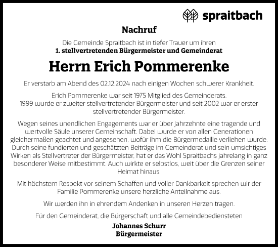 Traueranzeige von Erich Pommerenke von Gmünder Tagespost