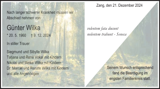 Traueranzeige von Günter Wilka von Gmünder Tagespost