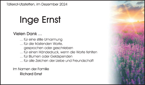 Traueranzeige von Inge Ernst von Gmünder Tagespost