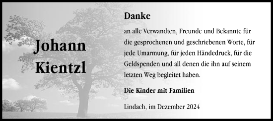 Traueranzeige von Johann Kientzl von Gmünder Tagespost