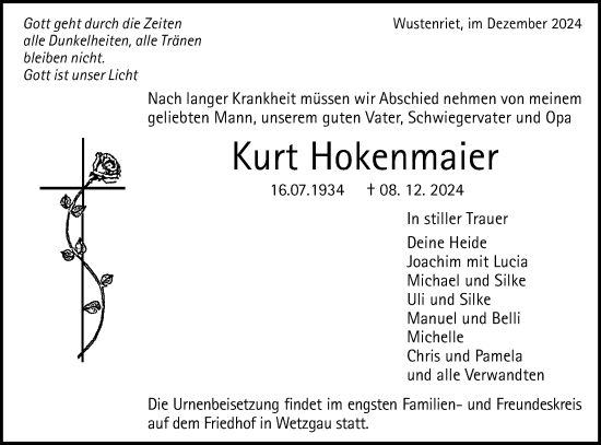 Traueranzeige von Kurt Hokenmaier von Gmünder Tagespost