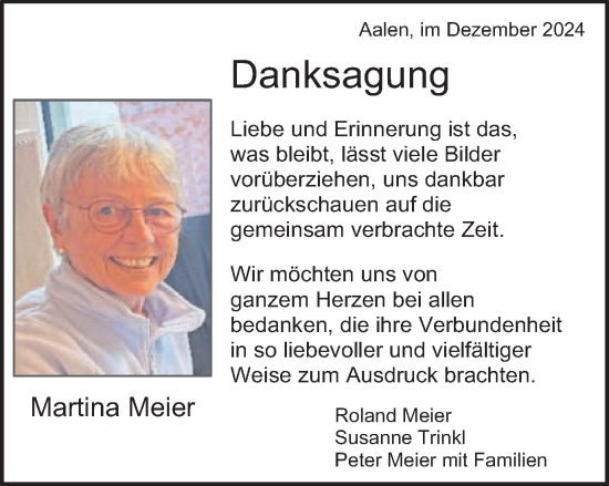 Traueranzeige von Martina Meier von Schwäbische Post