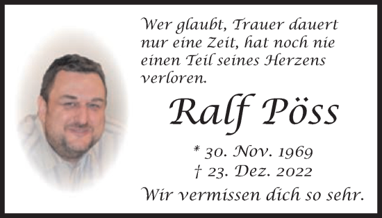 Traueranzeige von Ralf Pöss von Schwäbische Post