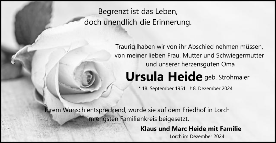 Traueranzeige von Ursula Heide von Gmünder Tagespost