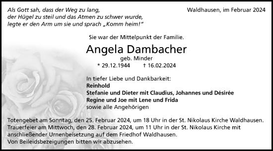 Traueranzeige von Angela Dambacher von Schwäbische Post