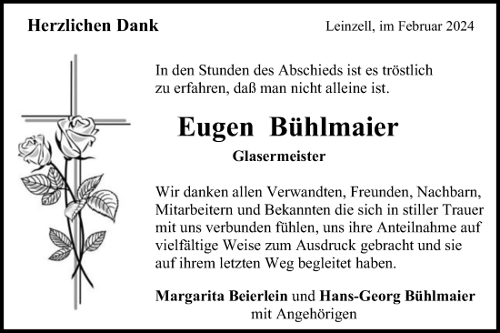 Traueranzeige von Eugen Bühlmaier von Gmünder Tagespost