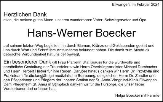 Traueranzeige von Hans-Werner Boecker