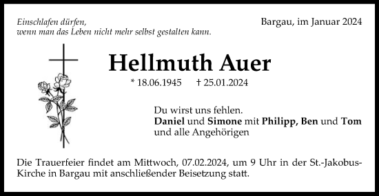 Traueranzeige von Hellmuth Auer von Gmünder Tagespost