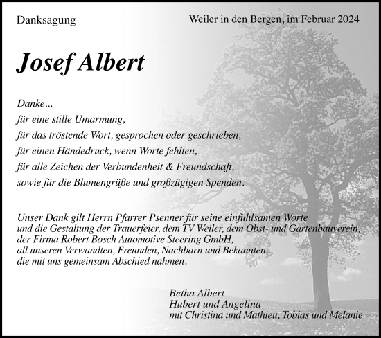 Traueranzeige von Josef Albert von Gmünder Tagespost
