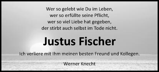 Traueranzeige von Justus Fischer von Schwäbische Post