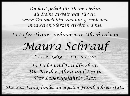 Traueranzeige von Maura Schrauf von Schwäbische Post