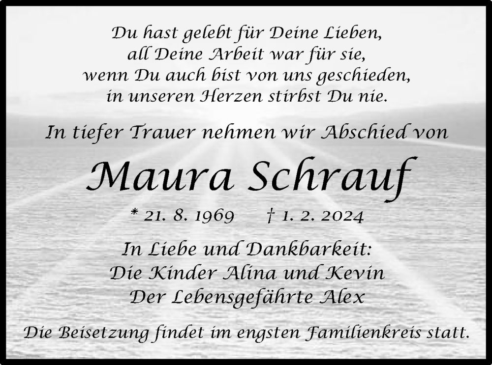  Traueranzeige für Maura Schrauf vom 07.02.2024 aus Schwäbische Post