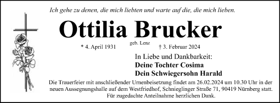 Traueranzeige von Ottilia Brucker von Schwäbische Post