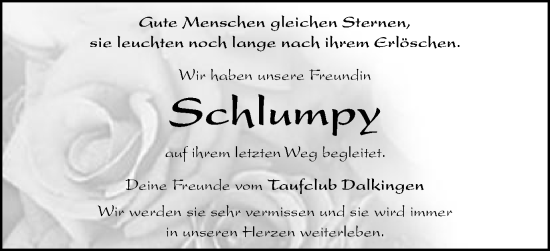 Traueranzeige von Sabine Schlumperger von Schwäbische Post
