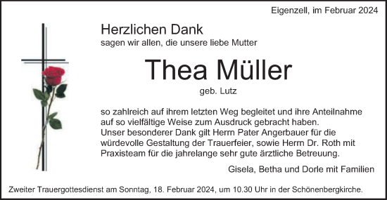 Traueranzeige von Thea Müller von Schwäbische Post