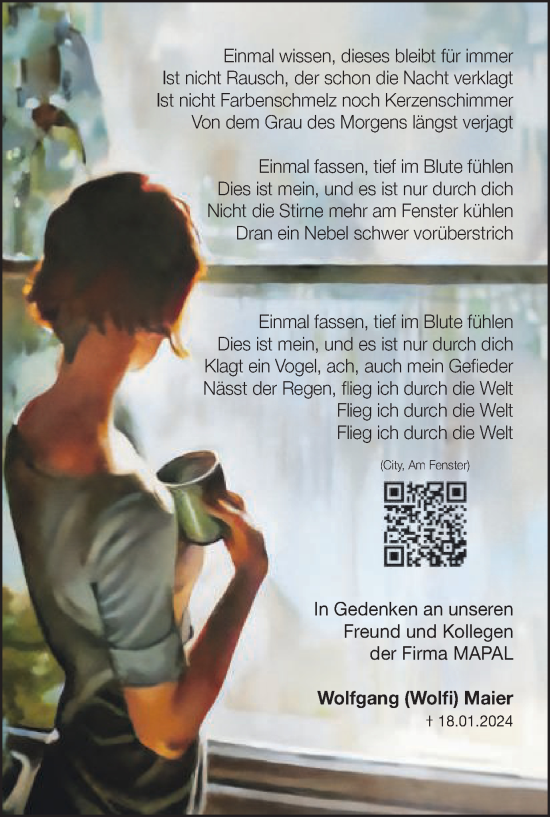 Traueranzeige von Wolfgang Maier von Schwäbische Post