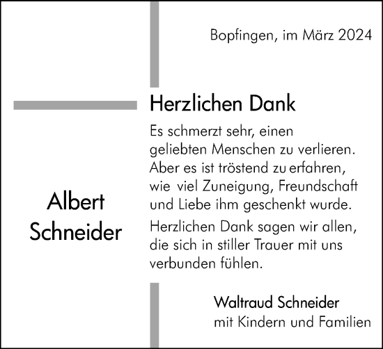 Traueranzeige von Albert Schneider von Schwäbische Post