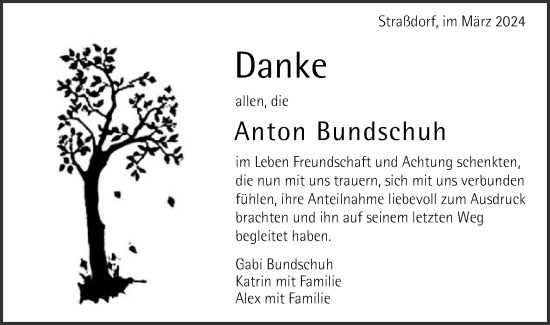 Traueranzeige von Anton Bundschuh von Gmünder Tagespost