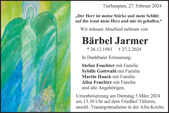 Traueranzeige von Bärbel Jarmer