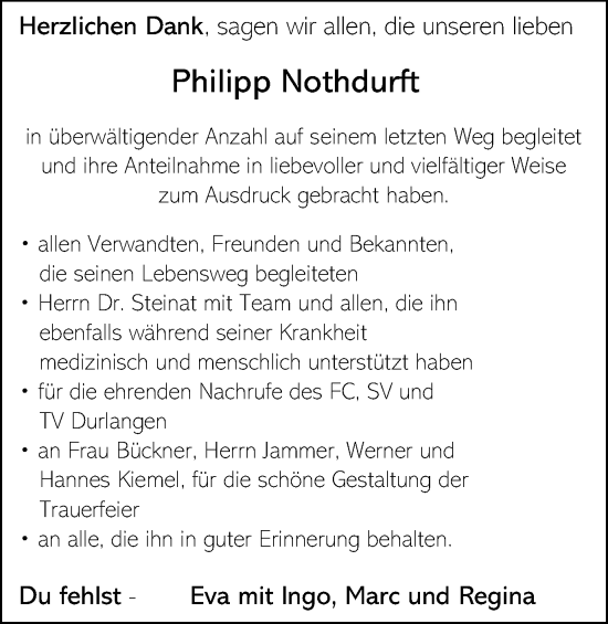Traueranzeige von Philipp Nothdurft von Gmünder Tagespost