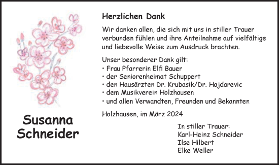 Traueranzeige von Susanna Schneider von Gmünder Tagespost
