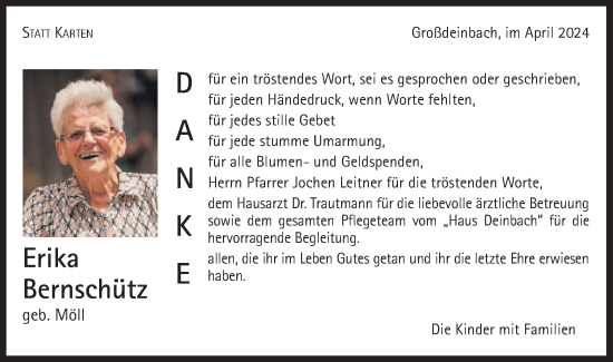 Traueranzeige von Erika Bernschütz von Gmünder Tagespost