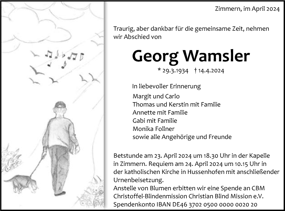  Traueranzeige für Georg Wamsler vom 20.04.2024 aus Gmünder Tagespost