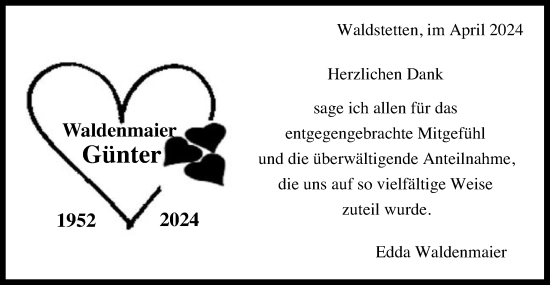 Traueranzeige von Günter Waldenmaier