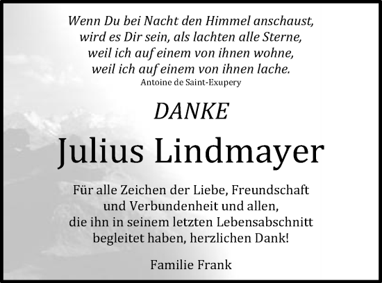 Traueranzeige von Julius Lindmayer von Schwäbische Post