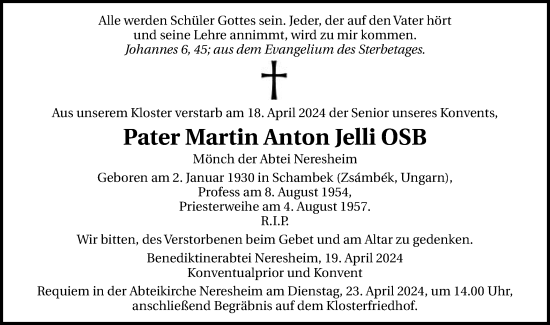 Traueranzeige von Martin Anton Jelli von Schwäbische Post