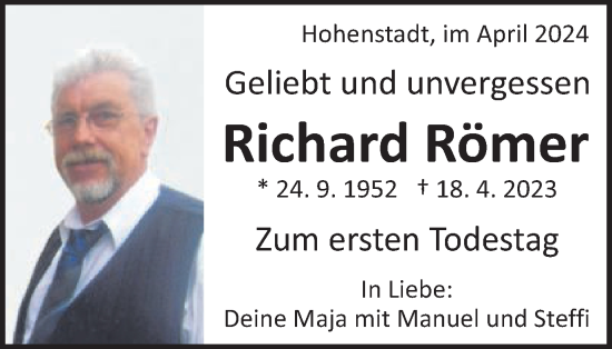 Traueranzeige von Richard Römer von Schwäbische Post