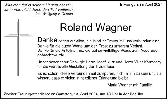 Traueranzeige von Roland Wagner von Schwäbische Post