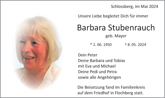 Traueranzeige von Barbara Stubenrauch von Schwäbische Post