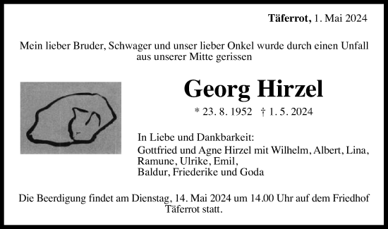 Traueranzeige von Georg Hirzel von Gmünder Tagespost