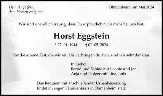 Traueranzeige von Horst Eggstein von Schwäbische Post