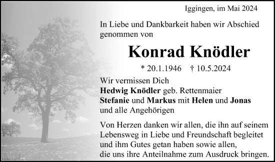 Traueranzeige von Konrad Knödler von Gmünder Tagespost
