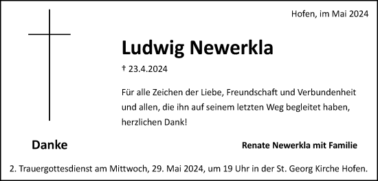 Traueranzeige von Ludwig Newerkla von Schwäbische Post