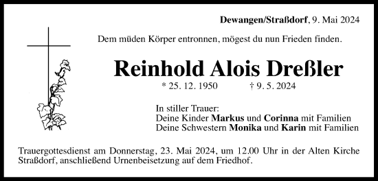 Traueranzeige von Reinhold Alois Dreßler von Gmünder Tagespost